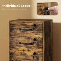 HOMCOM Three Drawer Wood-Effect Filing Cabinet - Rustic Brown(m-7)