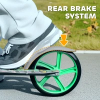 AIYAPLAY Foldable Kids Scooter with Adjustable Handlebar, 200mm Big Wheel, Rear Fender Brake, for Ages 6-12 Years, Green(m-6)