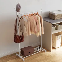 HOMCOM Burro para Ropa con Ruedas 5 Ganchos Barra para Colgar y Balda Inferior para Recibidor Entrada 86x43x171 cm Blanco(m-9)