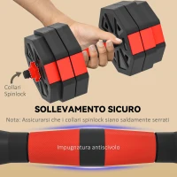 SPORTNOW Set Pesi da Palestra 4 in 1 da 30kg, Convertibile in Kettlebell, 2 Manubri, Bilanciere e Supporto Flessioni, Rosso(m-6)