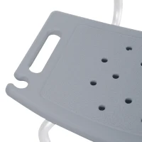HOMCOM Duschstuhl Badehocker Badestuhl Duschhocker Duschsitz Badhilfe höhenverstellbar (Duschhocker mit Rückenlehne (Grau))(m-9)
