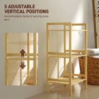 HOMCOM Three-Tier Bamboo Adjustable Shelf Storage Unit(m-5)