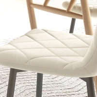 HOMCOM Set of 4 Padded Dining Chairs with High Back, Steel Legs and Velvet-Effect Fabric, Cream(m-5)