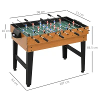 HOMCOM 4-in-1 Party Play Table incl. Table Tennis, Foosball, Billiards, Table Hockey, Metal, Wood, Natural+Black(m-3)