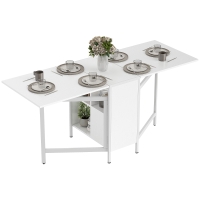 HOMCOM Table pliante de salle à manger avec rallonges abattables 4 compartiments 3 configurations pour cuisine salon 169x60x75 cm Blanc