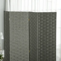 HOMCOM 4-Panel Room Dividers, Wave Fibre Freestanding Folding Privacy Screen Panels, Partition Wall Divider for Indoor Bedroom Office, 170 cm, Grey(m-9)