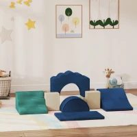 AIYAPLAY Jeu de 7 Blocs de Mousse pour Enfants Blocs de Psychomotricité Jouet d'Apprentissage pour Grimper et Ramper Bleu(m-4)