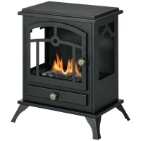 HOMCOM Freestanding Bioethanol Fireplace, 1.2 L burner, approx. 3 h burn time Dim. 45L x 28l x 54H cm Black Steel(m-7)