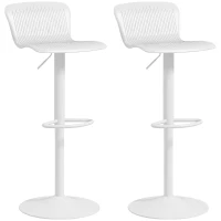 HOMCOM Set of 2 bar stools, height-adjustable bar chairs, backrest and footrest, 38.5x40x76.5-97.5cm, white(m-7)