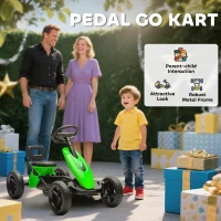 AIYAPLAY Pedal Go Kart for Kids 2-5 Years, with Silent EVA Wheels, Metal Frame, Green(m-4)