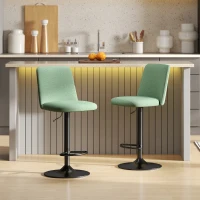 HOMCOM Set of 2 padded swivel bar stools with adjustable height, backrest and footrest, green(m-2)