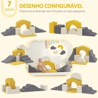 AIYAPLAY Conjunto de 7 Blocos de Espuma para Crianças Blocos de Psicomotricidade Brinquedo para Aprendizagem para Escalar Amarelo(m-4)