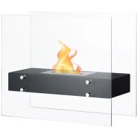 HOMCOM Freestanding Ethanol Fireplace in Metal and Tempered Glass with 1.5 L Tank, approx. 3 h Burn Time Coverage 25 m² - dim. 60L x 26l x 50H cm(m-7)
