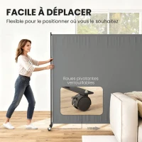 Outsunny Panneau brise-vue paravent extérieur sur roulettes pour le jardin, terrasse, balcon - dim. 183L x 30l x 181H cm - gris(m-5)