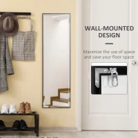 HOMCOM Full Length Mirror, 120x35cm Wall Mirror, Rectangle Dressing Mirror, Long Mirror for Bedroom, Living Room, Black(m-4)