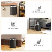 HOMCOM Trash can, stainless steel kitchen bin with stay-open lid, removable inner bucket, 21.5x19.5x30 cm, Black(m-4)