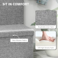 HOMCOM Bancă Pliabilă cu Spătar și Compartiment de 77L, Acoperire din Țesătură, 76x50x73 cm, Gri(m-4)