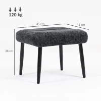 HOMCOM Seat stool with soft seat cushion, steel legs, footstool with chenille fabric, 45 x 41 x 38 cm, Dark gray(m-3)