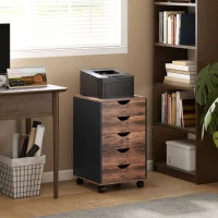 HOMCOM Five-Drawer Filing Cabinet - Rustic Brown(m-2)