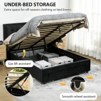 HOMCOM Double Ottoman Bed Frame, with Front Drawer - Black(m-4)