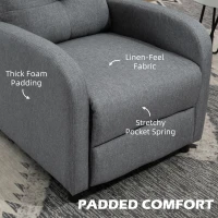 HOMCOM Fotoliu Reclinabil 155° max în Țesătură cu Efect de In Gri cu Suport pentru Picioare, 67x87x98 cm(m-5)