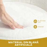 HOMCOM Fotoliu din Material cu Imitație Blană, Picioare Metalice Aurii și Tălpițe Antiderapante, 75x66x79 cm, Alb(m-4)