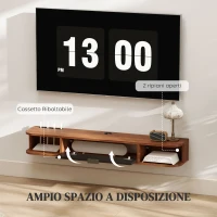 HOMCOM Mobile Porta TV fino 50" Sospeso con Cassetto, 2 Ripiani Aperti e Foro Passacavi, 120x24x16 cm, Noce(m-5)