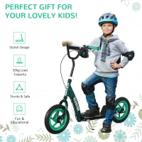 AIYAPLAY Kids Scooter with Adjustable Handlebar, Children's Kick Scooter with Non-slip Footplate, Rear Brake, Kickstand, Green(m-7)