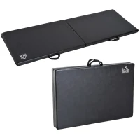 HOMCOM Foldable gymnastics yoga pilates fitness mat portable high comfort 180L x 60l x 5H cm synthetic cover black(m-4)