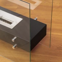 HOMCOM Cheminée éthanol à Poser en métal et Verre trempé avec réservoir 1,5 L, environ 3 h de durée de combustion Couverture 25 m² - dim. 60L x 26l x 50H cm(m-12)