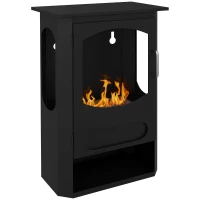 HOMCOM Freestanding Ethanol Fireplace 1.2 L Tank approx. 3 h Burn Time Heating Coverage 20-25 m² 43 x 25 x 68 cm Black(m-6)