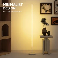 HOMCOM Lampă de Podea LED Reglabilă cu Telecomandă de 150cm Înălțime, Argintiu(m-5)