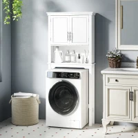 kleankin Over-toilet WC cabinet with double-door cupboard, adjustable shelf and niche, dim. 71 x 20.5 x 165 cm, white(m-4)