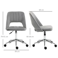 Vinsetto Height-adjustable desk chair with casters, 360° swivel, scallop-shell shape, foam, 49 x 60 x 79-91 cm, Gray(m-3)