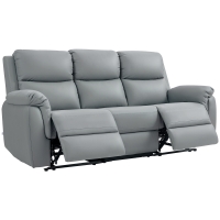 HOMCOM 3-seater sofa, left and right seats reclinable, adjustable footrest, faux leather upholstery, for living room, dark gray