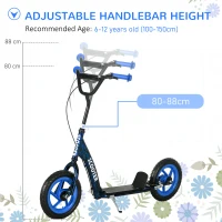 AIYAPLAY Kids Scooter with Adjustable Handlebar, Children's Kick Scooter with Non-slip Footplate, Rear Brake, Kickstand, Blue(m-4)