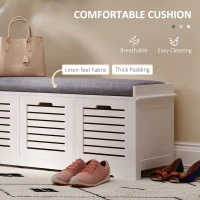 HOMCOM 3-Drawer Shoe Storage Bench - White(m-5)