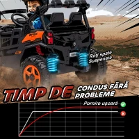 AIYAPLAY Mașinuță Electrică pentru Copii 3-8 Ani 24V cu 2 Locuri, Dublu Motor, Telecomandă și Pornire Lentă, Portocaliu(m-7)