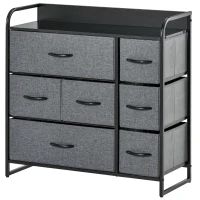 HOMCOM Chest of Drawers with 7 Foldable Drawers, 3-Tier Fabric Bedroom Dresser, Clothes Storage Unit for Bedroom, Living Room, Grey(m-1)