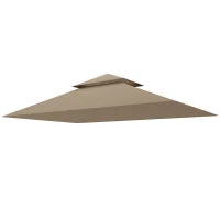 Outsunny Copertura per Gazebo da Giardino per Barbecue 1.52x2.44 m a 2 Livelli in Poliestere 160gsm Cachi(m-10)