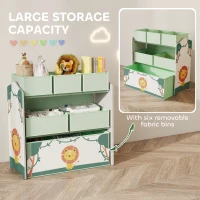 AIYAPLAY Kids Toy Storage Units, 3-Tier Toy Organiser Shelf with 6 Removable Boxes for Kids, Bedroom, Playroom, Green(m-4)