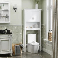 kleankin Over-toilet WC cabinet with double-door cupboard, adjustable shelf and niche, dim. 71 x 20.5 x 165 cm, white(m-2)