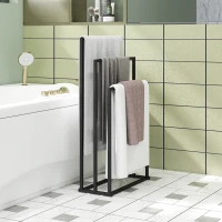 HOMCOM Freestanding Towel Rack, Towel Stand with 3 Bars, Steel Towel Ladder 45 x 21.5 x 85 cm(m-2)