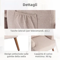 Poltrona lounge con Poggiapiedi, Schienale Regolabile su 10 Livelli e Tasca Laterale, Bianco(m-4)