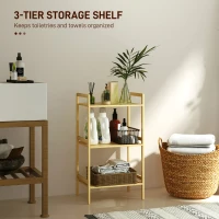 HOMCOM Three-Tier Bamboo Adjustable Shelf Storage Unit(m-4)