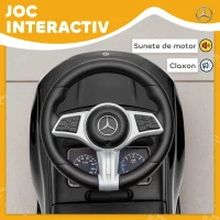 AIYAPLAY Mașinuță Electrică pentru Copii Licență Mercedes Benz cu Claxon și Spațiu Portaoggetti, 65x28x39 cm, Negru(m-6)