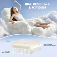 HOMCOM Fotoliu Reclinabil 135° max în Material cu Efect de In, Spumă, Oțel și Lemn, 73x86x100 cm, Crem(m-5)