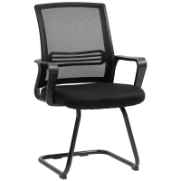 HOMCOM Mesh office chair without casters, sled base, for conference room, waiting area, reception, black