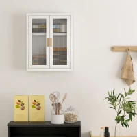 HOMCOM Wall-mounted bathroom cabinet, bathroom tall cabinet with 2 fluted doors, adjustable shelf, 40x14x50cm, white(m-4)