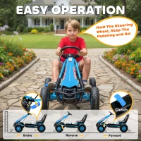 AIYAPLAY Kids Pedal Go Kart with Adjustable Seat, EVA Tyres, Manual Clutch, Brake, Go Kart for Kids 3-8 Years, Blue(m-4)